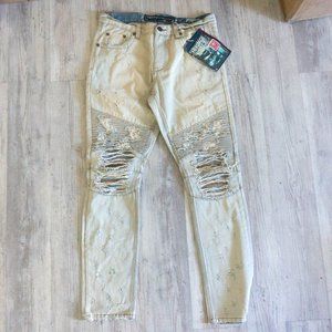 HRTG mens distressed moto denim W34 L33